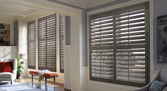 Hunter Douglas Heritance Hardwood Shutters are made from high-quality hardwood and available in unlimited color choices.