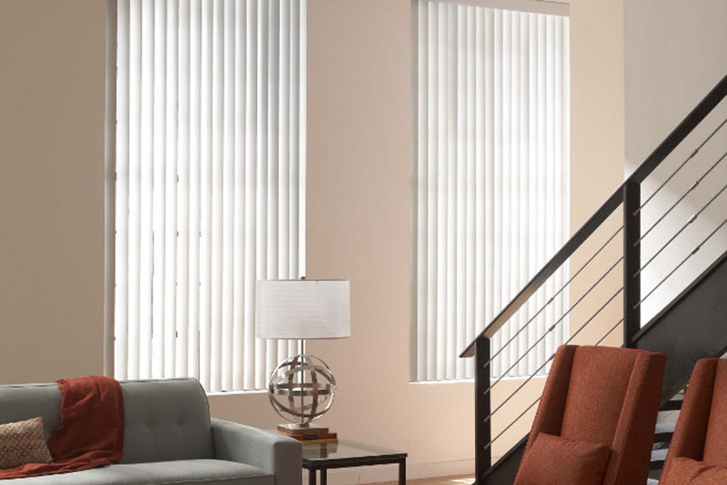 Pinnacle PVC vertical blinds with self aligning vanes.